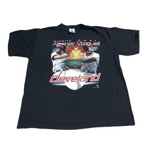 Vintage 2000 Cleveland Indians Roberto Alomar Omar Vizquel Black Shirt